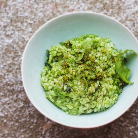 Kale Risotto with Pangritata