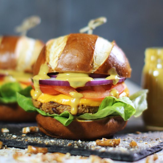 Honey Mustard Pretzel Turkey Burger