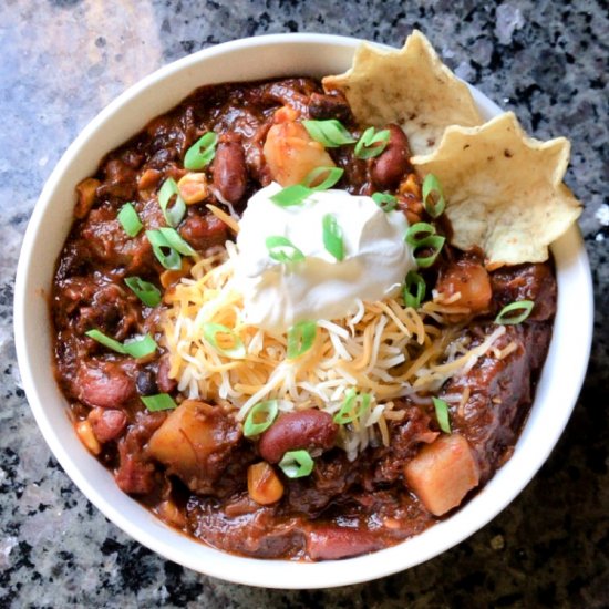 Cowboy BBQ Beef, Bacon & Bean Chili