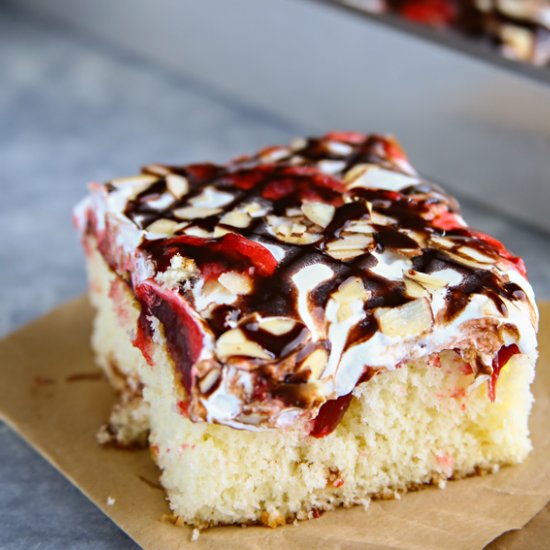 Raspberry Cream Poke Cake