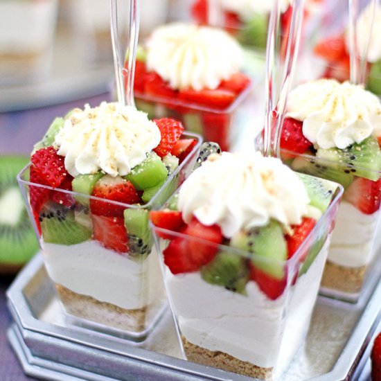 No Bake Strawberry Kiwi Cheesecake