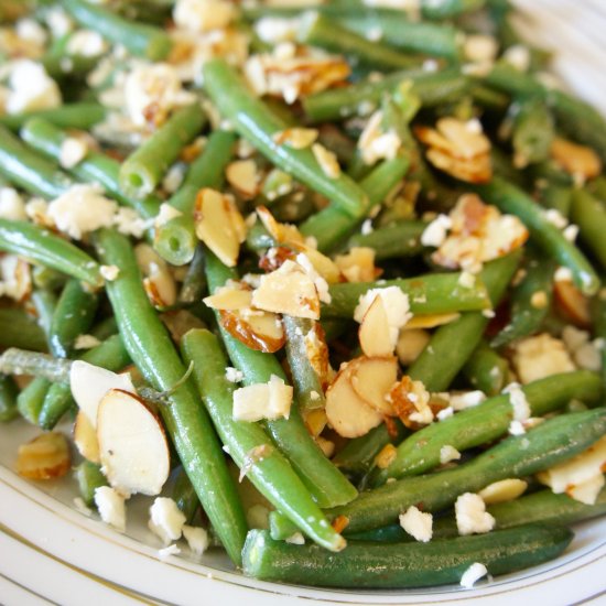 Lemony Green Beans w/ Almonds & Feta