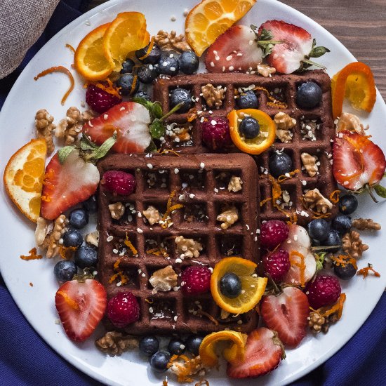 Christmas spice chocolate waffles