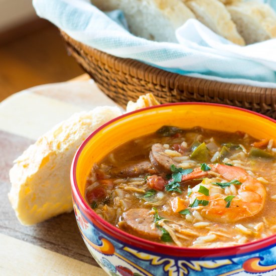 Creole Chicken, Sausage, Shrimp Gumbo