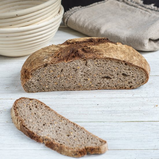 Tartine buckwheat flaxseed bread