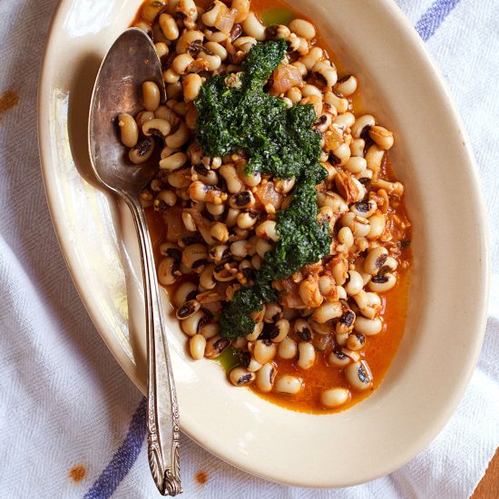 Black-Eyed Peas with Cilantro Pesto