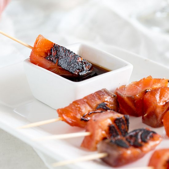 Cured Brown Sugar Salmon Skewers