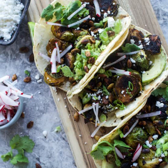 Blackened Brussels Sprout Tacos