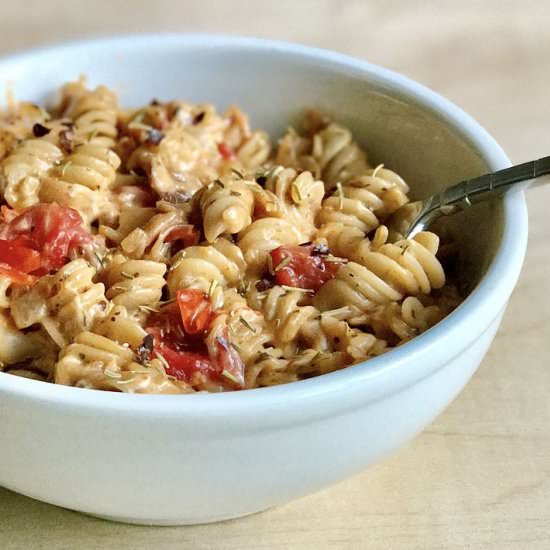 Vegan Cheesy Tomato Pasta Bowl