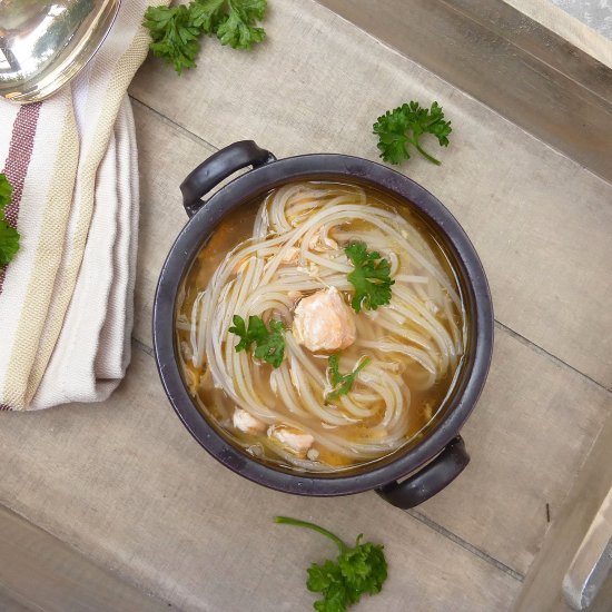 Salmon Teriyaki Noodle Soup