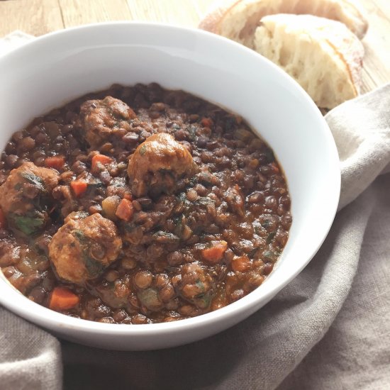 Lentil Soup with Sausage Meatballs