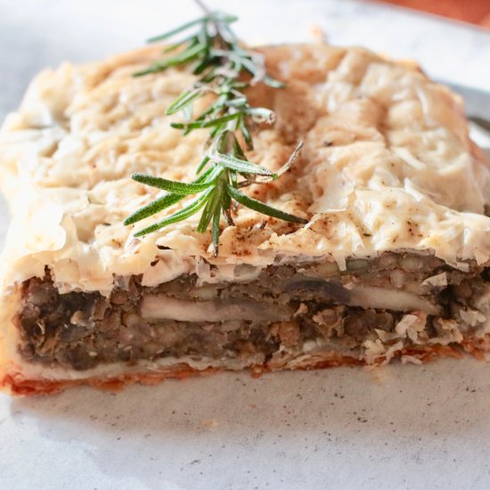 Vegan Mushroom Lentil Wellington