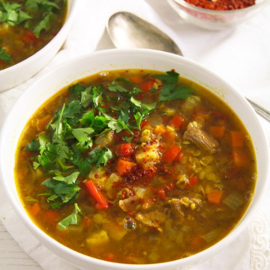 Yellow Split Lentils and Beef Soup