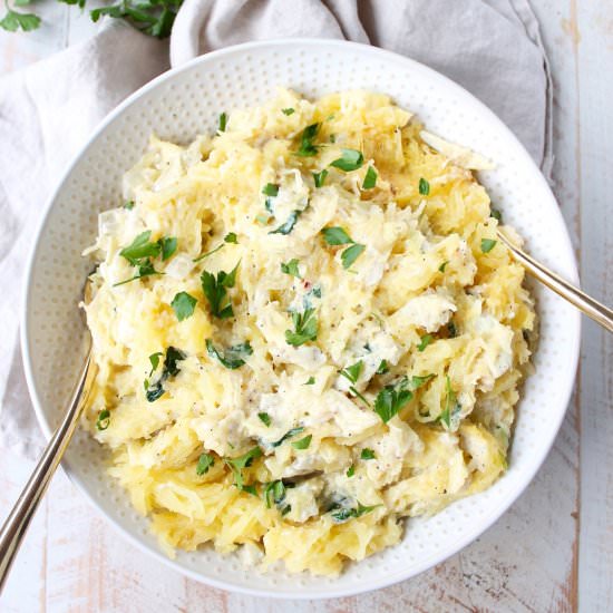 Spinach Artichoke Spaghetti Squash