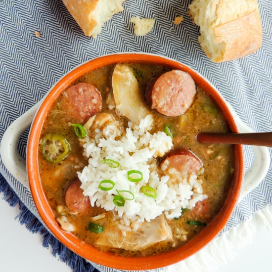 Slow Cooker Chicken & Sausage Gumbo