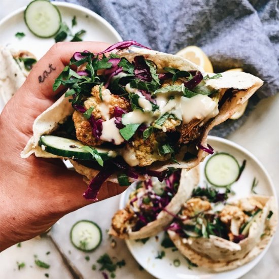 Cauliflower and Hummus Pita Pockets