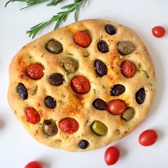 Olive and Tomato Focaccia Bread