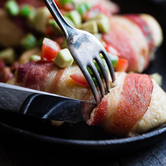 Bacon Wrapped Chicken with Avocado