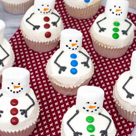 Melting Snowman Cupcakes