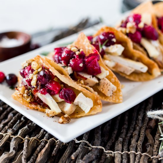 Cranberry Brie Chicken Wonton Tacos