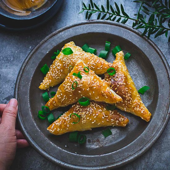 Five-Spice Pork and Onion Triangles