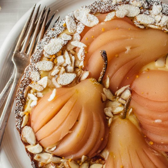 Poached Pear Tart with Vanilla Bean