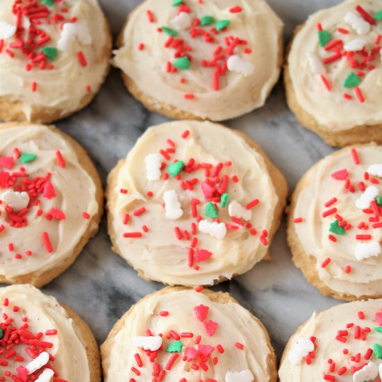 Soft Frosted Eggnog Cookies