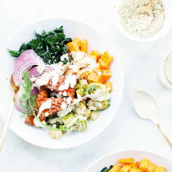 Roasted Veggie Bowls w/ BBQ Tempeh