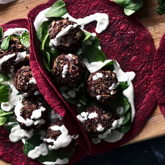 Beetroot & Black Bean Bite Wraps