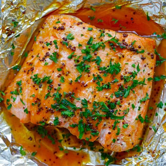 Spicy Honey Salmon in Foil