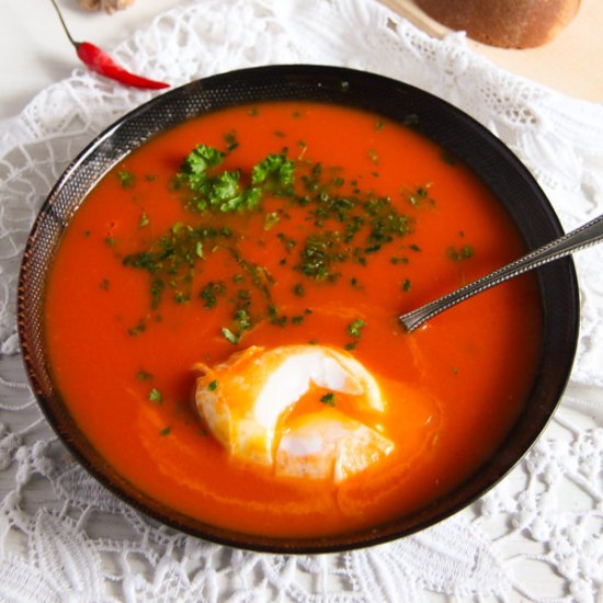 Tomato Ginger Soup with Eggs