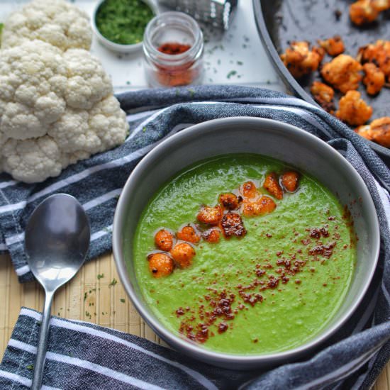 Hot Pea Soup with Cauliflower