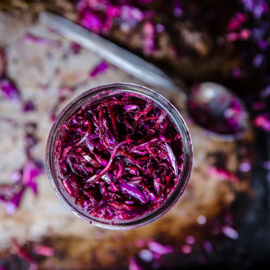 Homemade Pink Sauerkraut