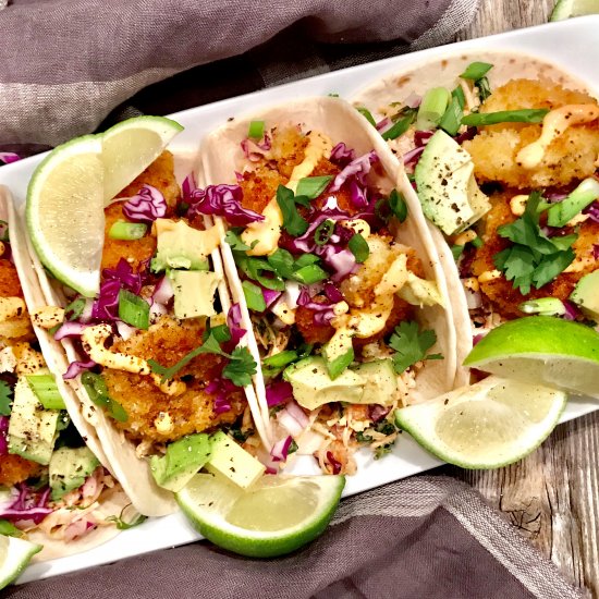 Crispy Shrimp Tacos and Chili Aioli