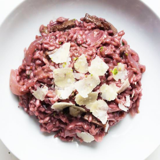 Red Wine Risotto with Steak