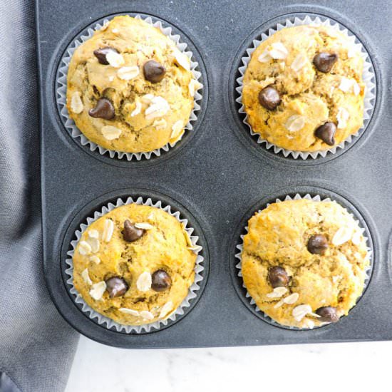 Peanut Butter Oat Banana Muffins