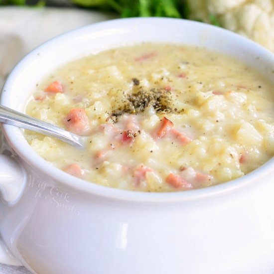 Creamy Cauliflower Ham Cheese Soup