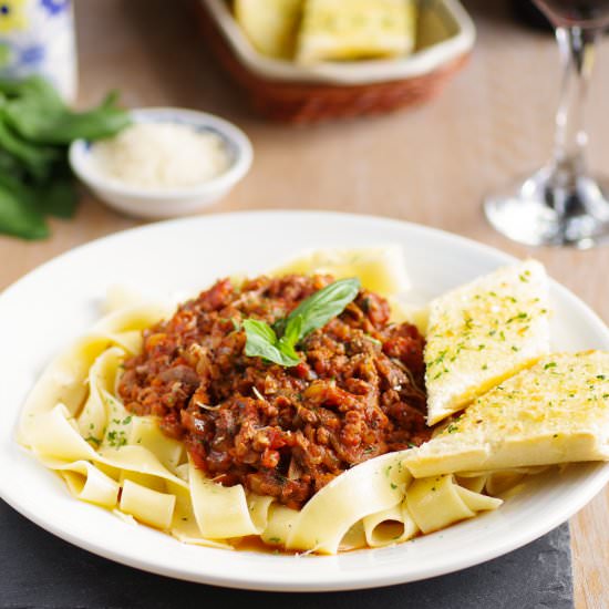 Pappardelle with Porcini Bolognese