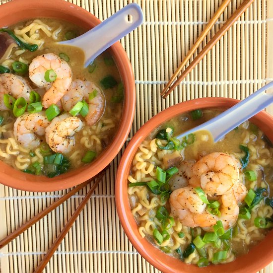 Mushroom Miso Soup with Shrimp