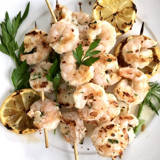 Grilled Meyer Lemon Butter Shrimp