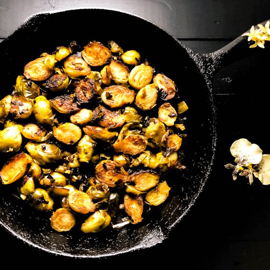 Cajun Pan Fried Brussels Sprouts