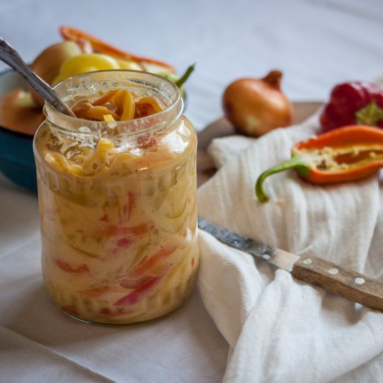 Pickled peppers with mustard