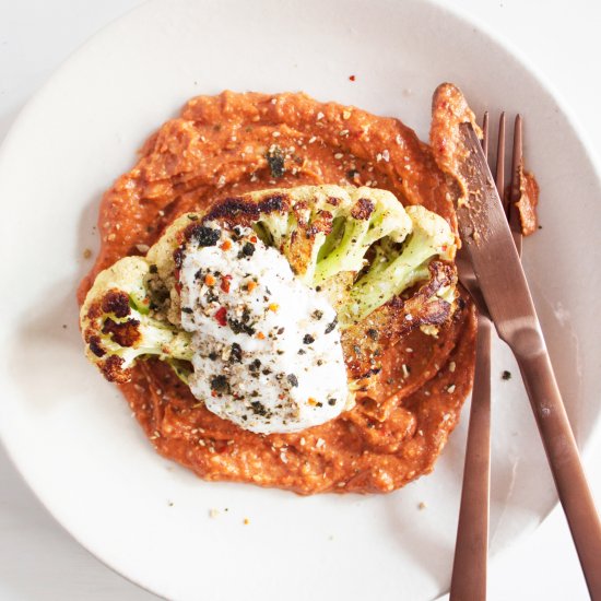 Cauliflower Steak & Cashew sauce