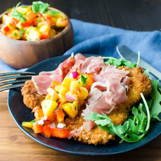 Crispy Pork Cutlets & Peach Salsa