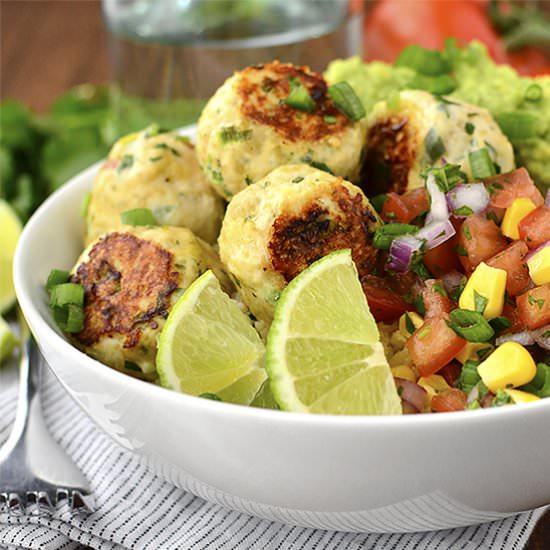 Cilantro-Lime Chicken Meatball Bowl