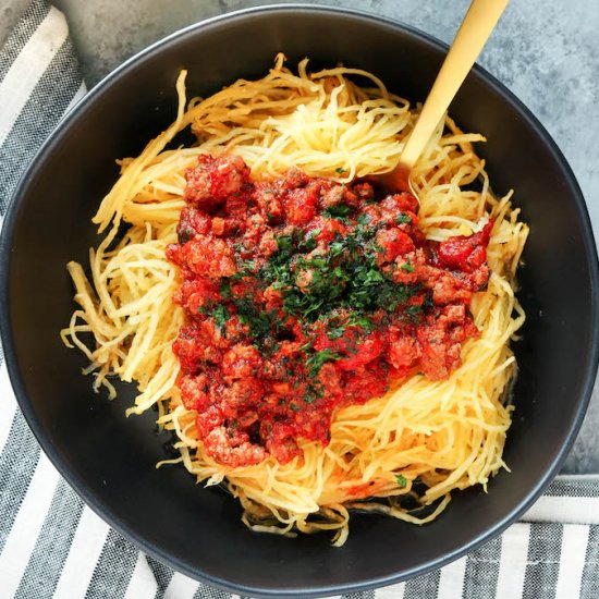 Spaghetti Squash with Meat Sauce