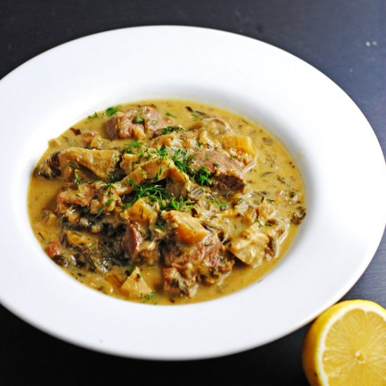 Lamb fricassee with artichokes