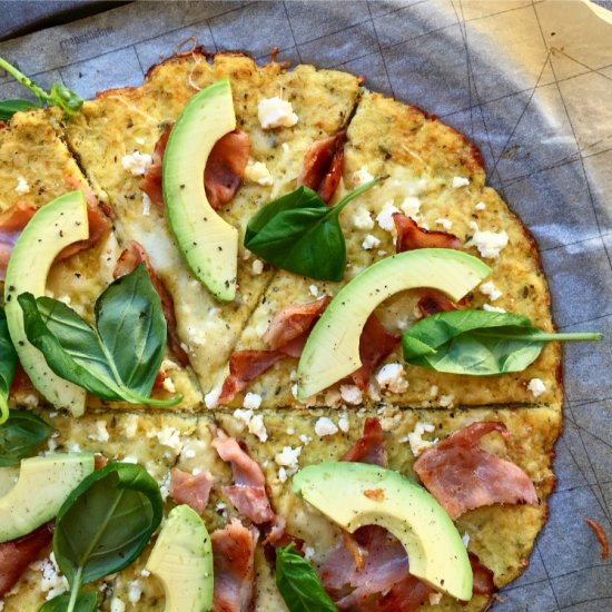 Bacon, Avo Feta Cauliflower Pizza