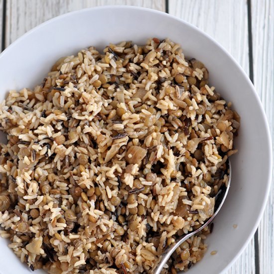 Wild Rice Lentils and Onions