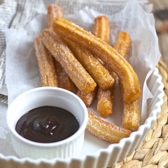 Churros with chocolate sauce